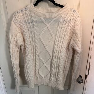 Aelfric Eden Sweater Women’s XS Ivory Cable Knit Oversized Fisherman Pullover